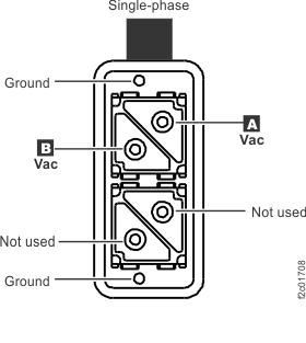 Single phase mainline power connector (top exit line cord feature)