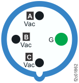 Three-phase low voltage, 200 - 240 V 60A, IEC60309 cable connector pins