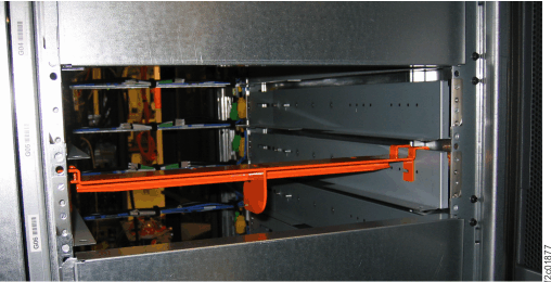 Storing the storage enclosure brackets (front view)