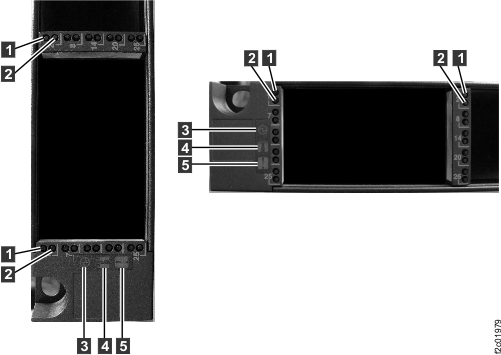 Storage enclosure midplane LEDs (front view)