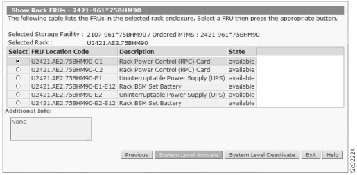 Window: Show Rack FRUs