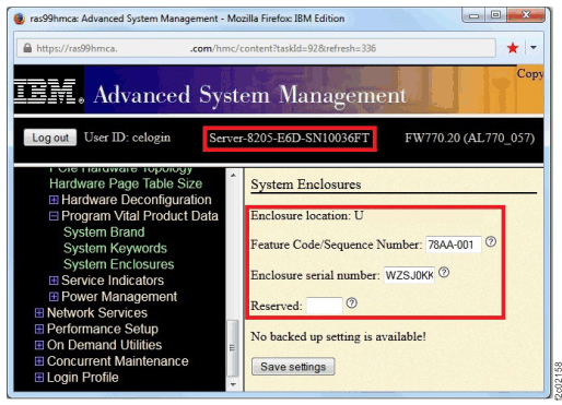 ASMI System Enclosures VPD window